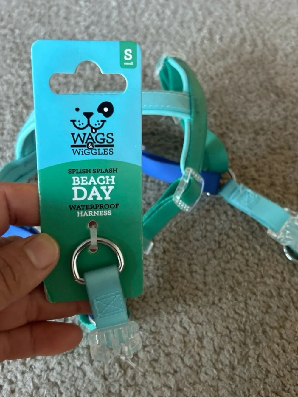 Adjustable Dog Harness in Teal & Blue - Small